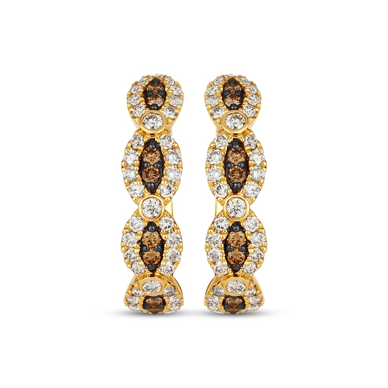 Le Vian Chocolate Waterfall Round-Cut Diamond Hoop Earrings 7/8 ct tw Honey Gold Plated