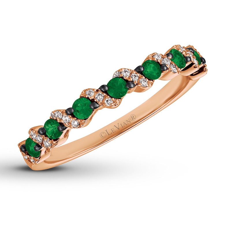 Le Vian Natural Emerald Ring 1/20 ct tw Diamonds Strawberry Gold Plated
