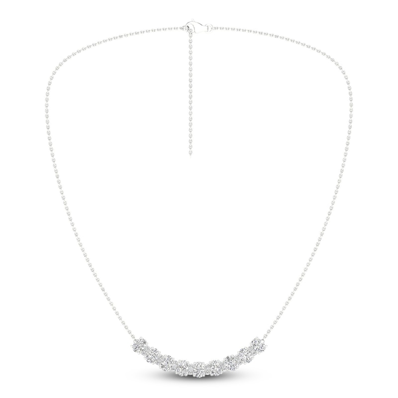 Diamond Smile Necklace 2 ct tw Oval & Round-cut White Gold Plated 18