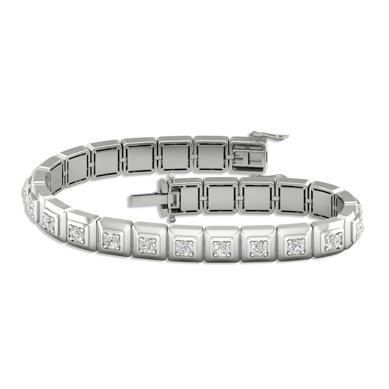 Men's Lab-Created Diamonds by Link Bracelet 5 ct tw Round-cut White Gold Plated 8.5
