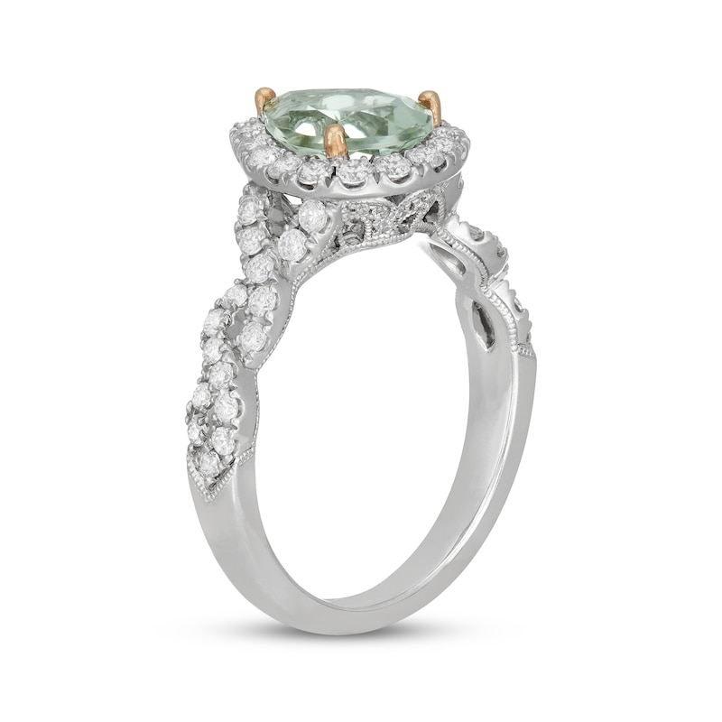 Neil Lane Pear-Shaped Green Quartz Engagement Ring 3/4 ct tw Diamond White Gold Plated