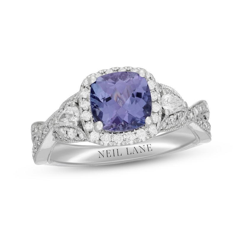 Neil Lane Tanzanite & Diamond Engagement Ring 5/8 ct tw Pear & Round-cut White Gold Plated