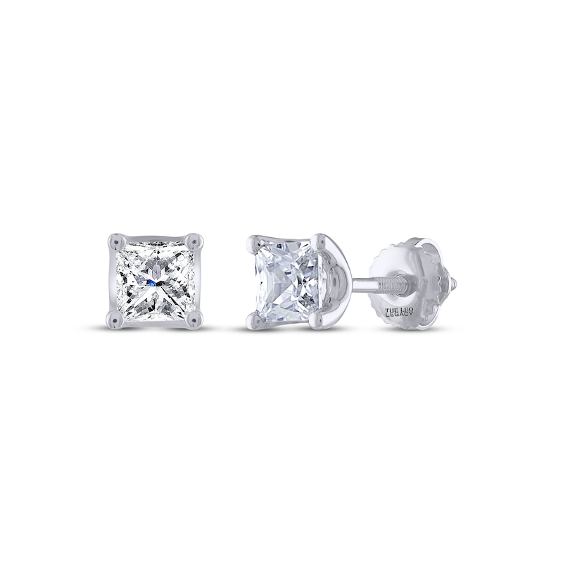 THE LEO Legacy Lab-Created Diamond Princess-Cut Solitaire Stud Earrings 1 ct tw White Gold Plated