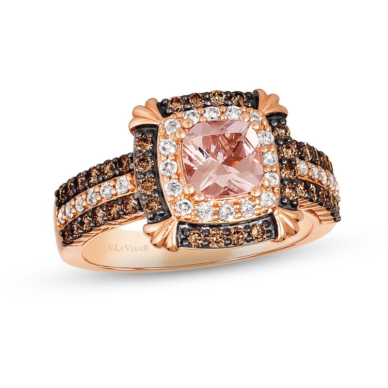 Le Vian Morganite Ring 3/4 ct tw Diamonds Strawberry Gold Plated