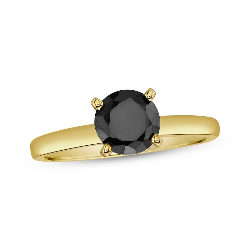 Black Diamond Solitaire Ring 2 ct tw Yellow Gold Plated