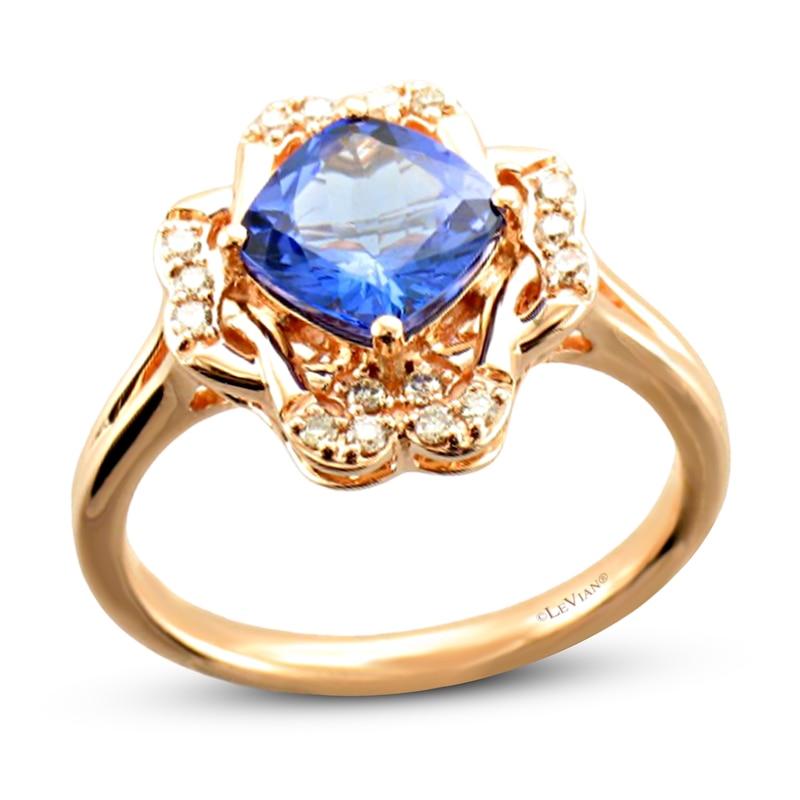Le Vian Tanzanite Ring 1/6 ct tw Diamonds Strawberry Gold Plated - Size 7