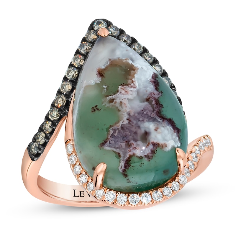 Le Vian Aquaprase & Diamond Ring 1/3 ct tw Strawberry Gold Plated