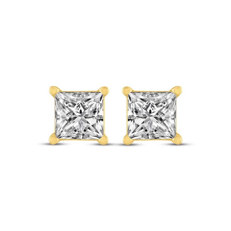 Princess-Cut Diamond Solitaire Stud Earrings 1 ct tw Yellow Gold Plated