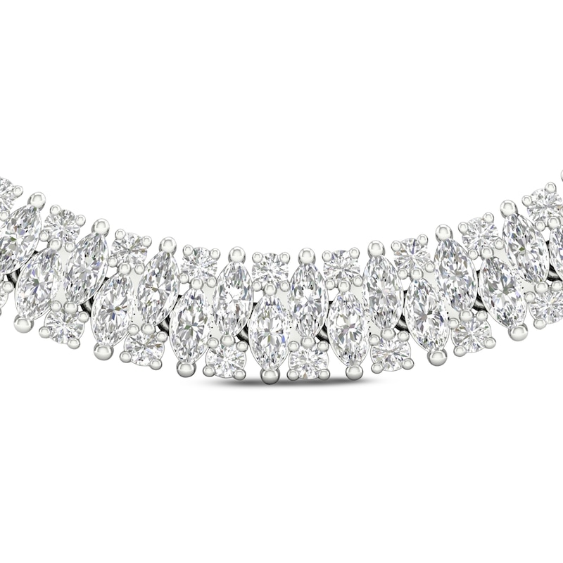 Diamond Riviera Necklace 20 ct tw Marquise & Round-cut White Gold Plated 18