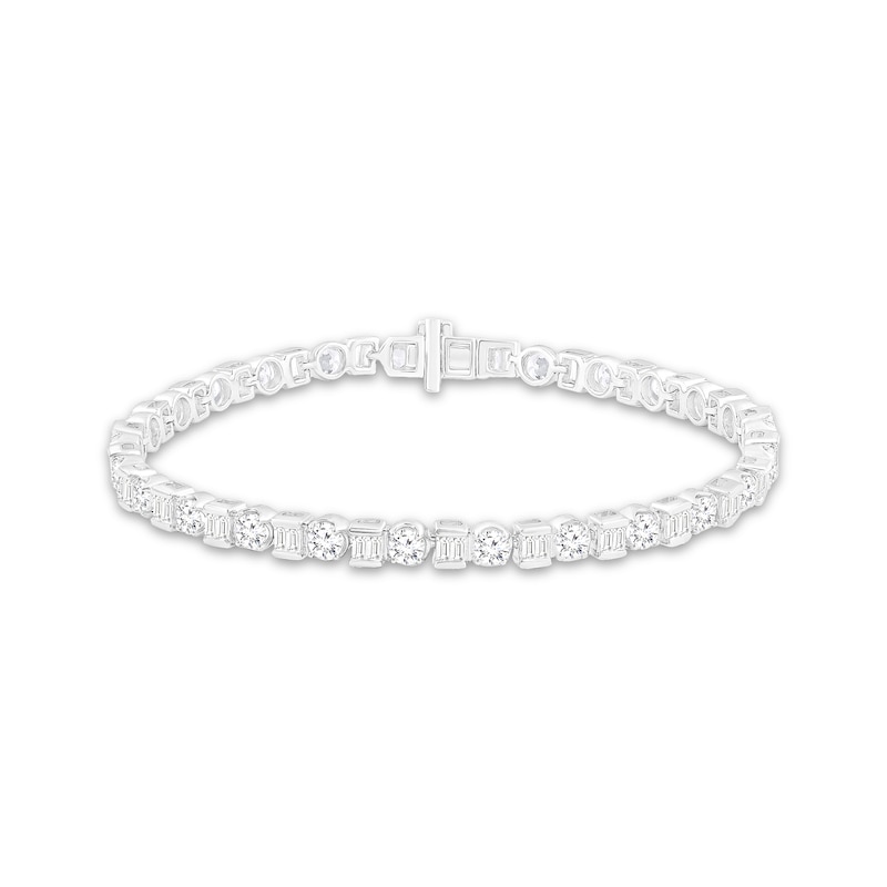 Baguette & Round-Cut Diamond Tennis Bracelet 5 ct tw White Gold Plated 7.25