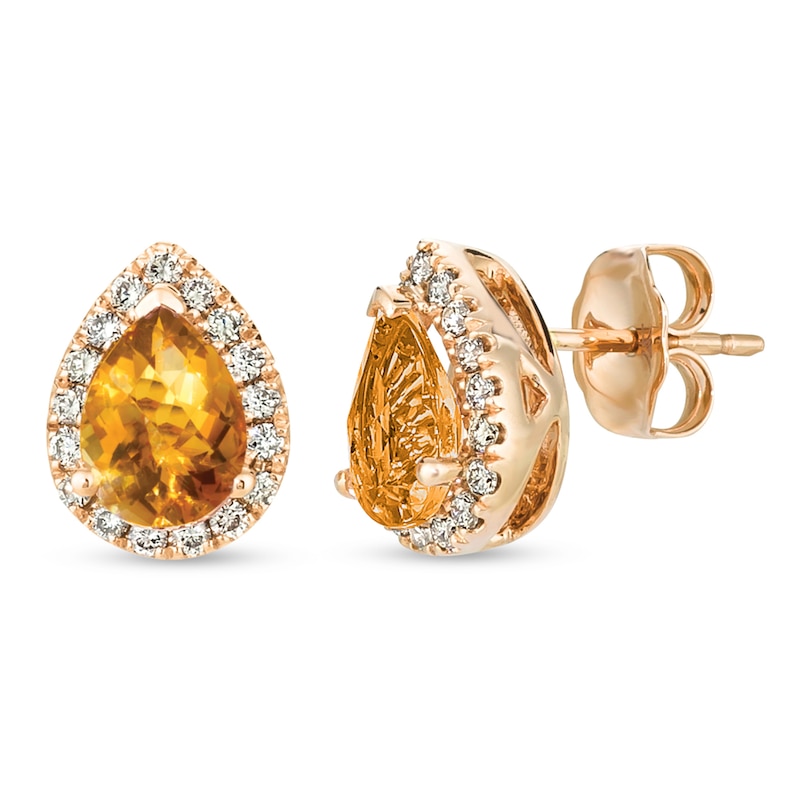 Le Vian Citrine & Diamond Earrings 1/4 ct tw Strawberry Gold Plated