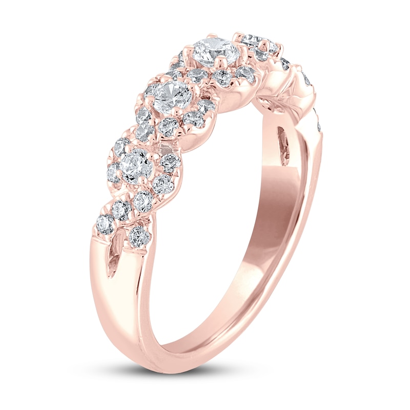 THE LEO Diamond Anniversary Ring 3/4 ct tw Round-cut Rose Gold Plated
