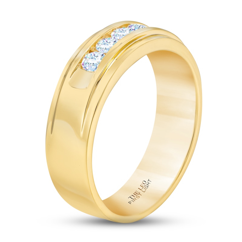 Men's THE LEO First Light Diamond Wedding Band 1/2 ct tw Yellow Gold Plated