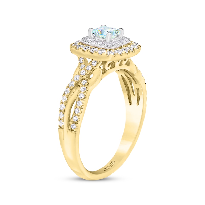 THE LEO First Light Diamond Princess-Cut Engagement Ring 3/4 ct tw Two-Tone Gold Plated