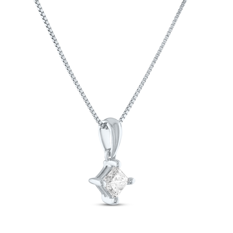 Princess-Cut Diamond Solitaire Necklace 1/3 ct tw White Gold Plated 18