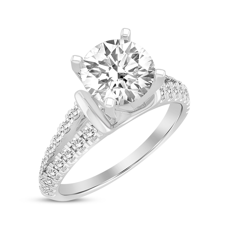 Round-Cut Diamond Collar Engagement Ring 1-3/8 ct tw White Gold Plated