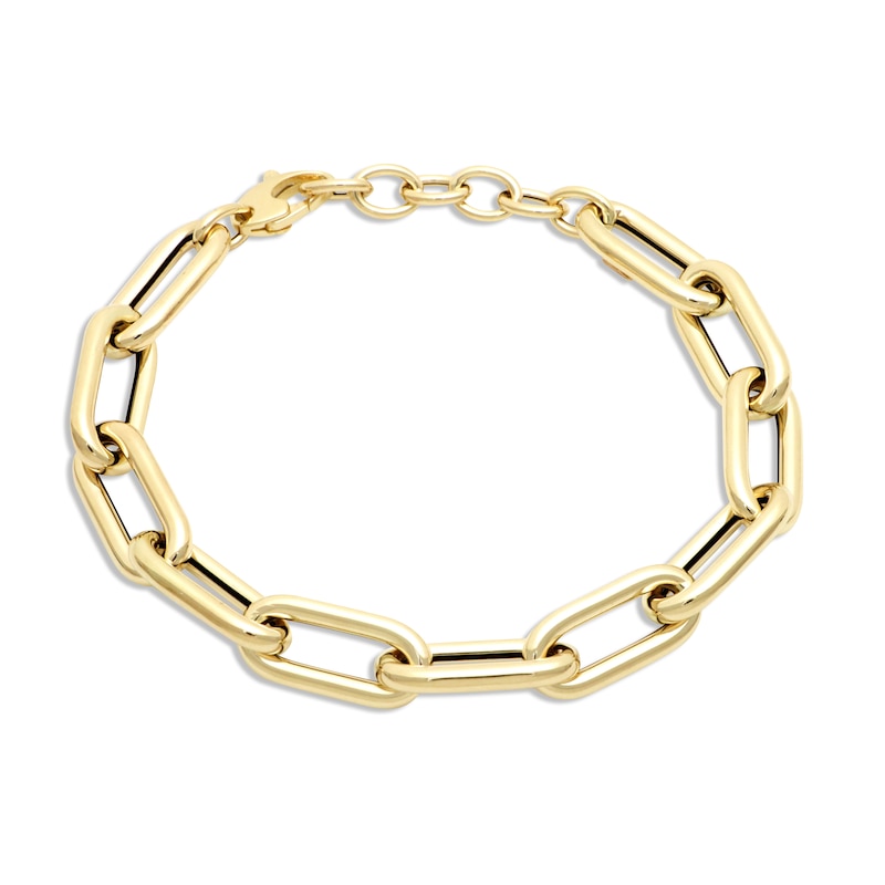 Hollow Paperclip Bracelet Yellow Gold Plated 8