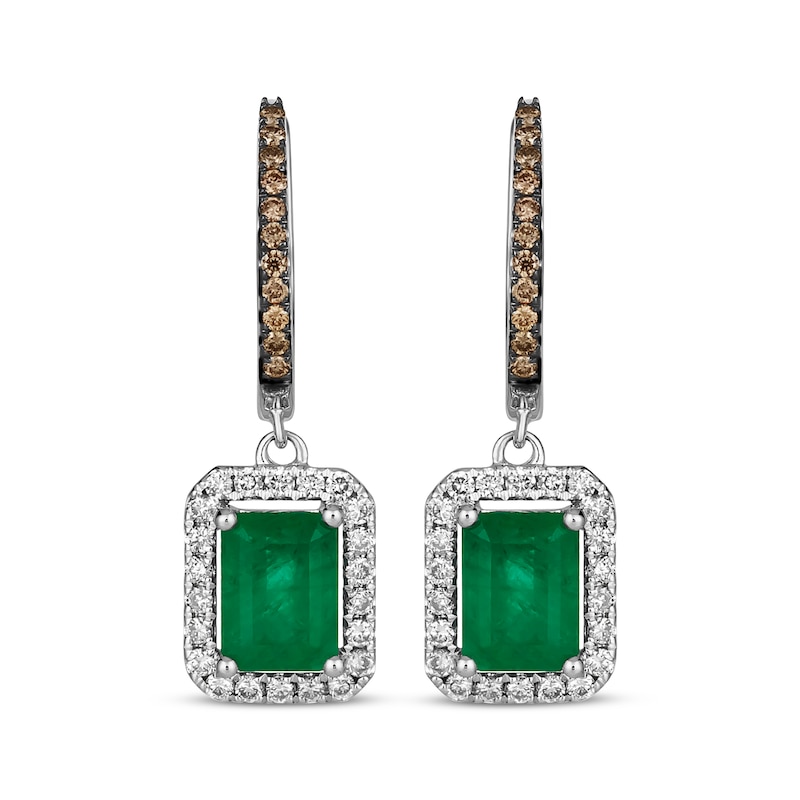 Le Vian Emerald-Cut Emerald Hoop Drop Earrings 3/8 ct tw Diamonds Vanilla Gold Plated
