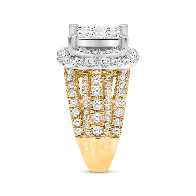 Princess-Cut Multi-Diamond Center Engagement Ring 3 ct tw Two-Tone Gold Plated