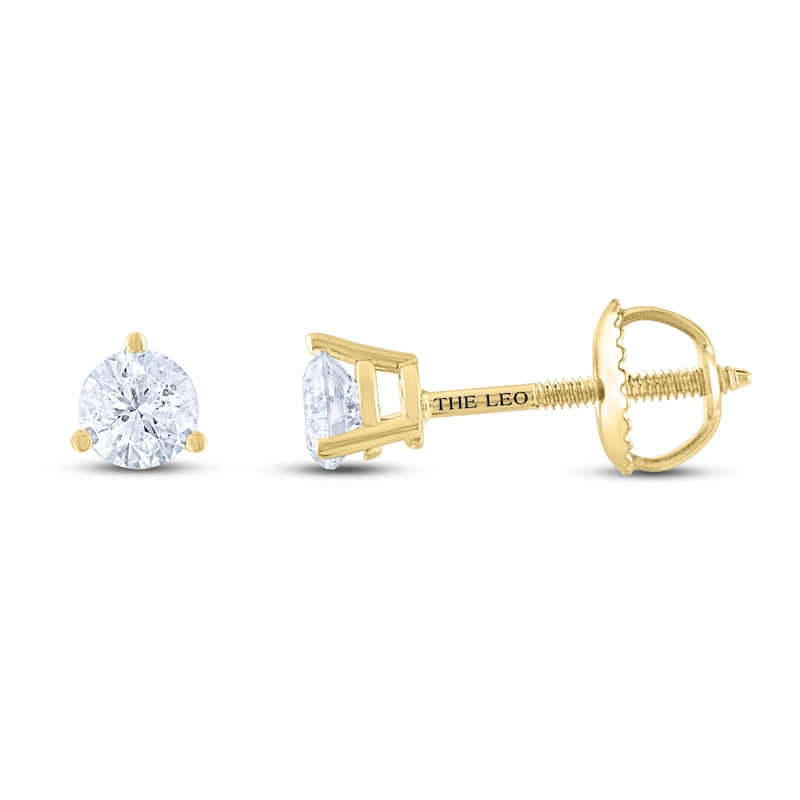 THE LEO Diamond Solitaire Earrings 1/2 ct tw Round-cut Yellow Gold Plated