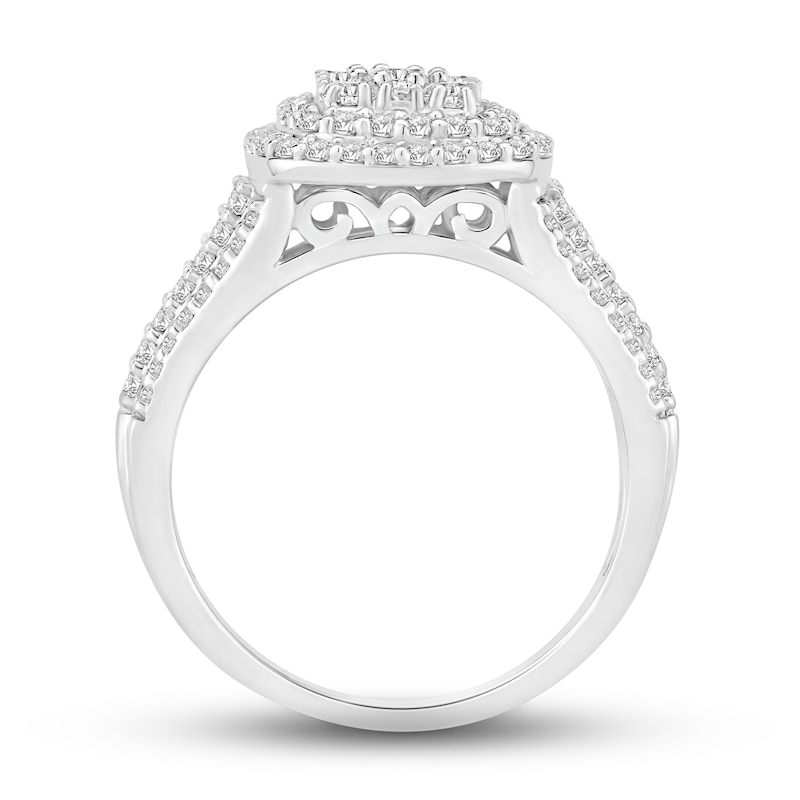 Diamond Engagement Ring 1 ct tw Round-cut White Gold Plated