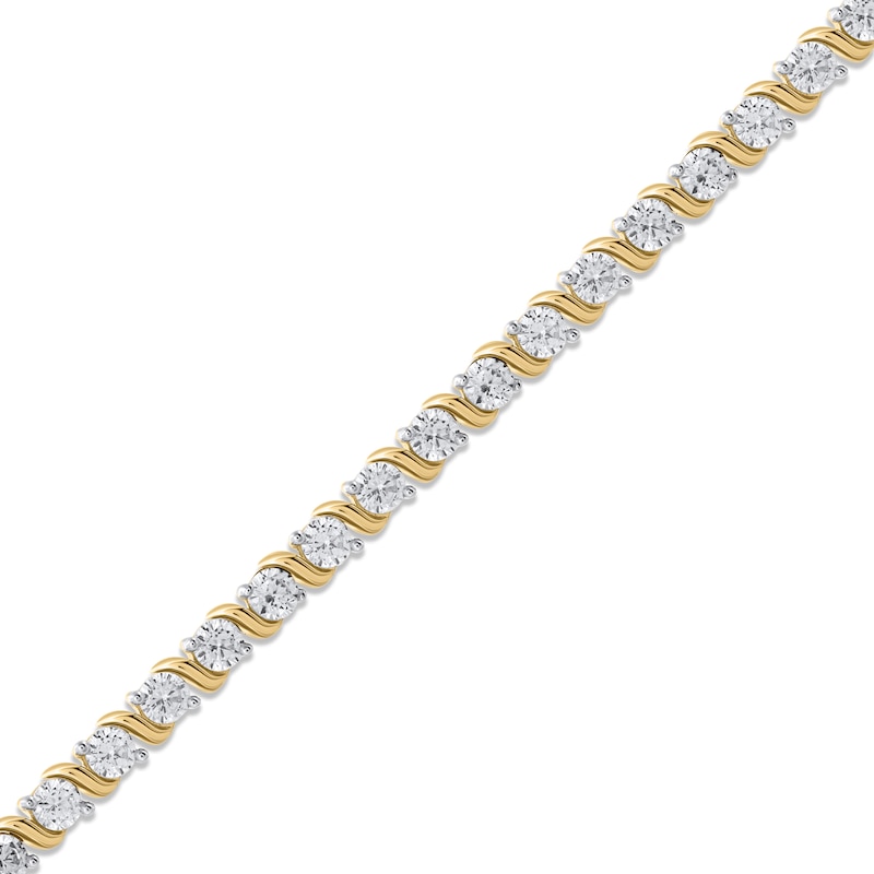 Diamond S-Link Tennis Bracelet 5 ct tw Yellow Gold Plated 7