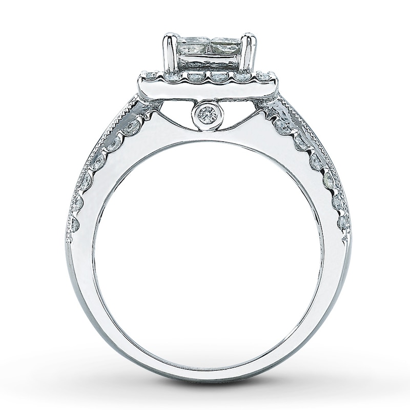 Diamond Ring 2 ct tw Princess-cut White Gold Plated