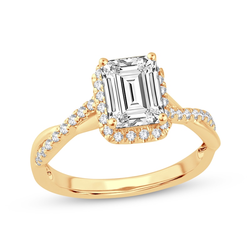Lab-Created Diamonds by Emerald-Cut Engagement Ring 2-1/3 ct tw Yellow Gold Plated