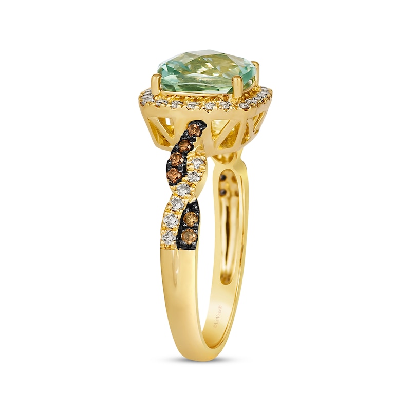 Le Vian Chocolate Twist Green Quartz Ring 1/3 ct tw Diamonds Honey Gold Plated