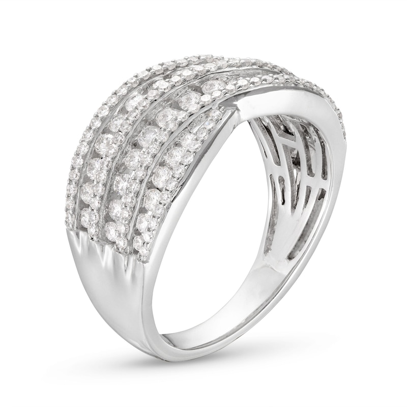 Diamond Crossover Ring 1 ct tw Round-cut White Gold Plated