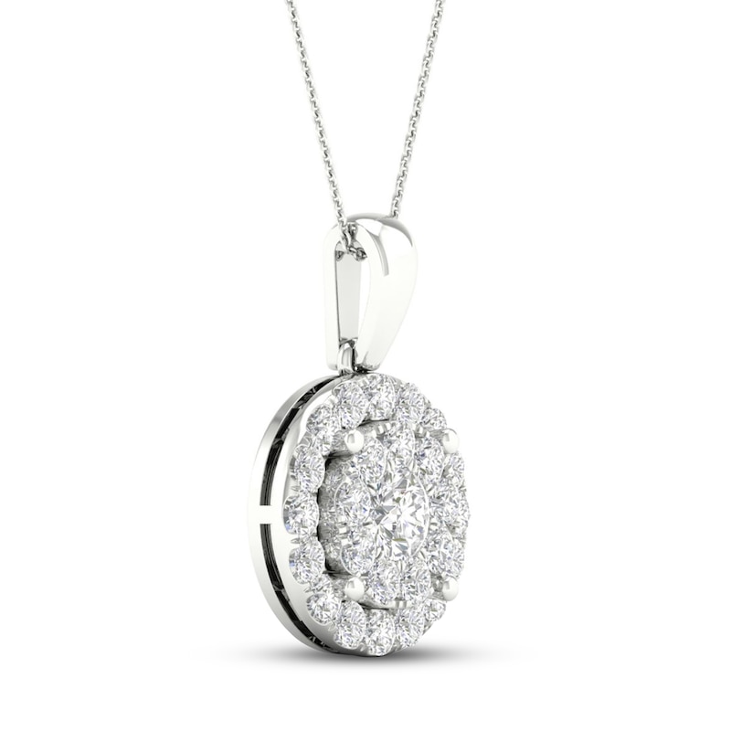 Multi-Diamond Necklace 1 ct tw Round-Cut White Gold Plated 18