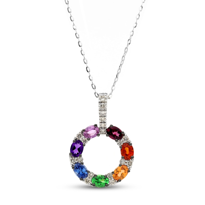 Le Vian Multi-Gemstone Necklace 1/4 ct tw Diamonds Vanilla Gold Plated 18
