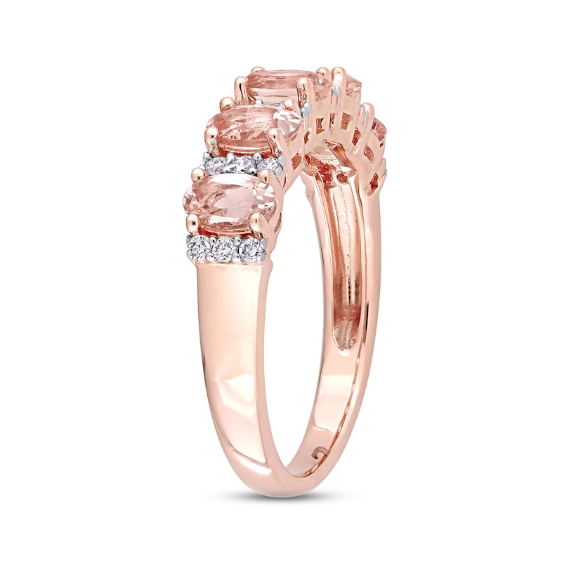 Morganite & Diamond Anniversary Band 1/6 ct tw Round-cut Rose Gold Plated