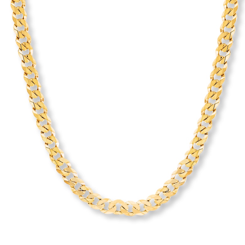 Cuban Curb Chain Necklace Yellow Gold Plated 22