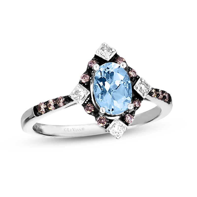 Le Vian Aquamarine Ring 1/5 ct tw Diamonds Vanilla Gold Plated