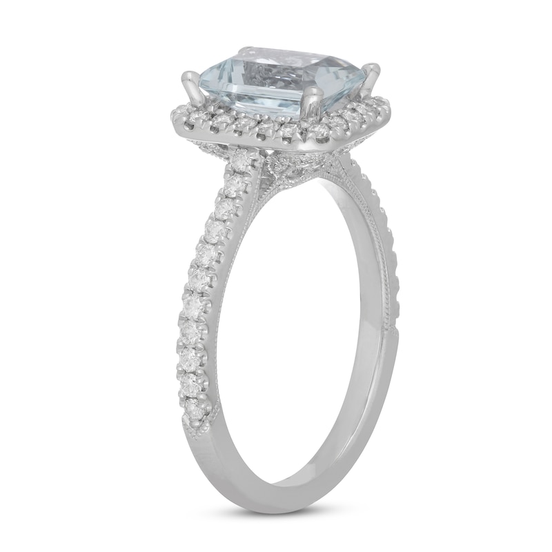 Neil Lane Radiant-cut Aquamarine Engagement Ring 1/2 ct tw Diamonds White Gold Plated