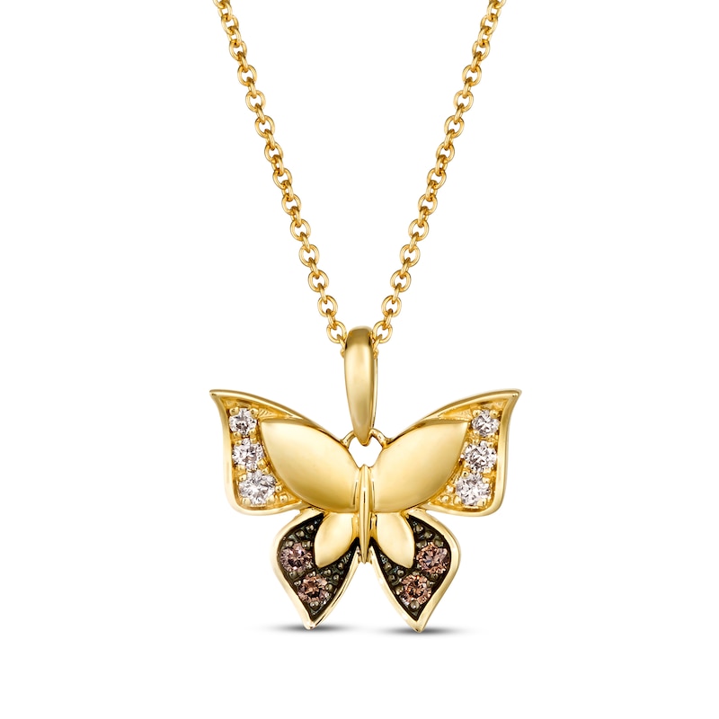 Le Vian Diamond Butterfly Necklace 1/6 ct tw Honey Gold Plated 18