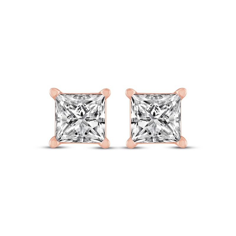 Princess-Cut Diamond Solitaire Stud Earrings 1-1/4 ct tw Rose Gold Plated