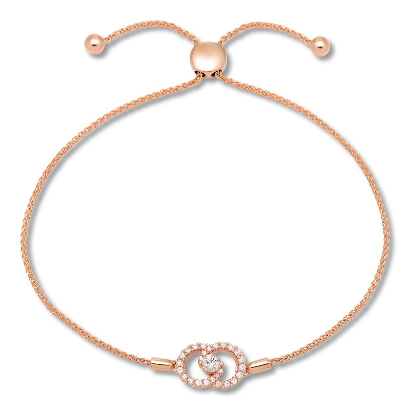 Encircled by Love Diamond Bolo Bracelet 1/3 ct tw Rose Gold Plated 9.5