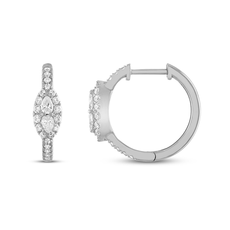Forever Connected Diamond Hoop Earrings 1/2 ct tw Pear & Round-Cut White Gold Plated