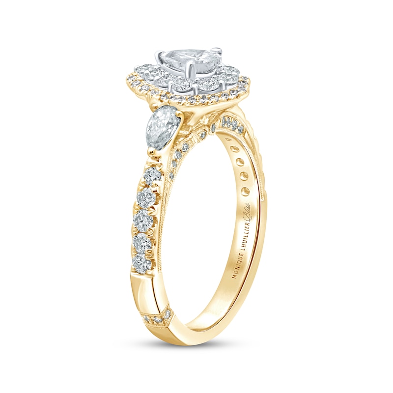 Monique Lhuillier Bliss Pear-Shaped Diamond Engagement Ring 1-1/4 ct tw Two-Tone Gold Plated