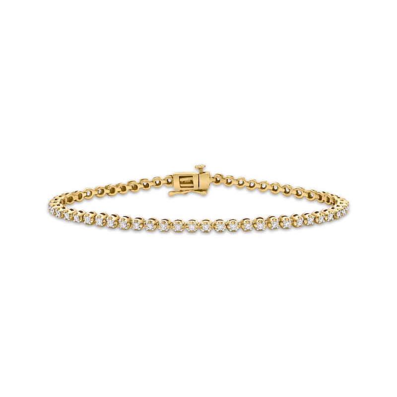 Diamond Tennis Bracelet 1 ct tw Round-cut Yellow Gold Plated 7