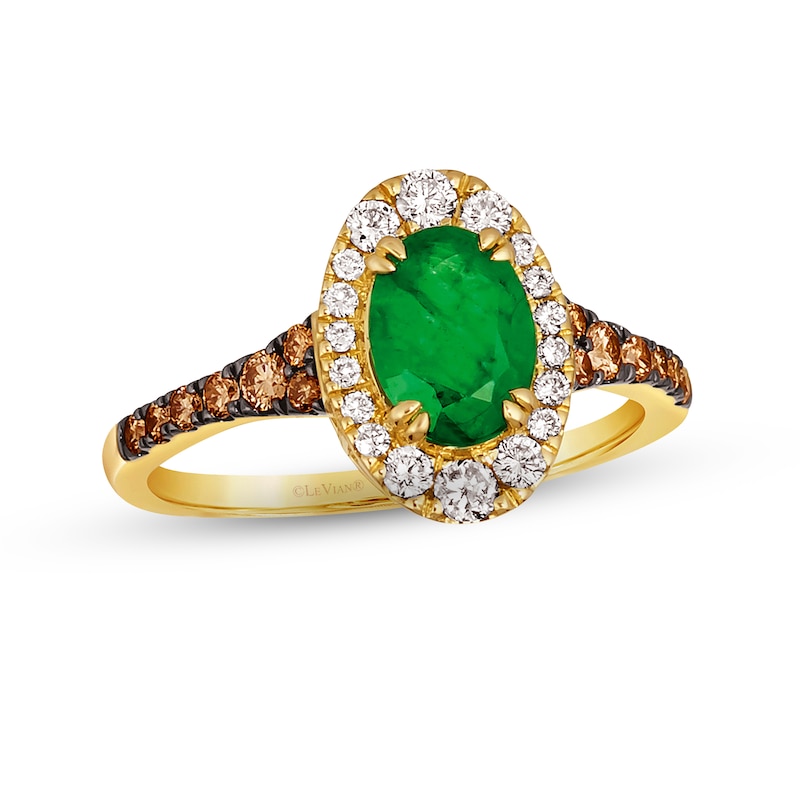 Le Vian Emerald Ring 1/2 ct tw Diamonds Honey Gold Plated