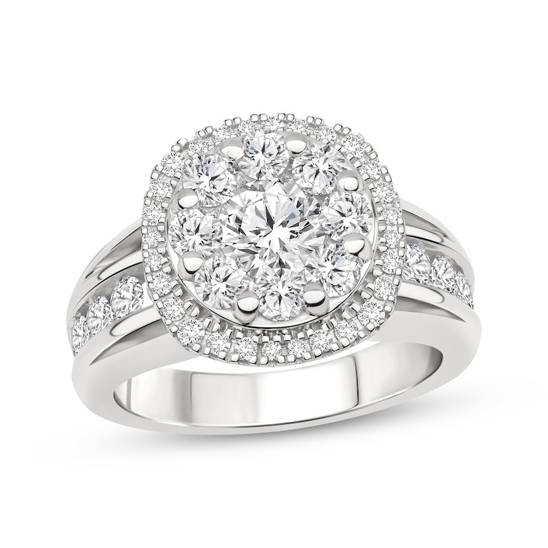 Diamond Engagement Ring 2-1/2 ct tw Round-cut White Gold Plated