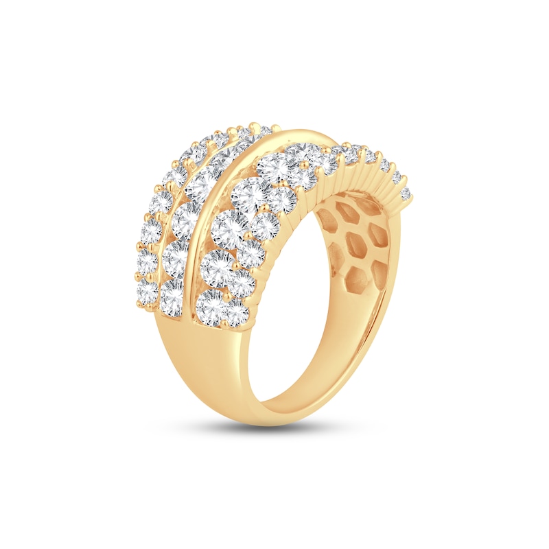Diamond Anniversary Ring 3 ct tw Round-cut Yellow Gold Plated