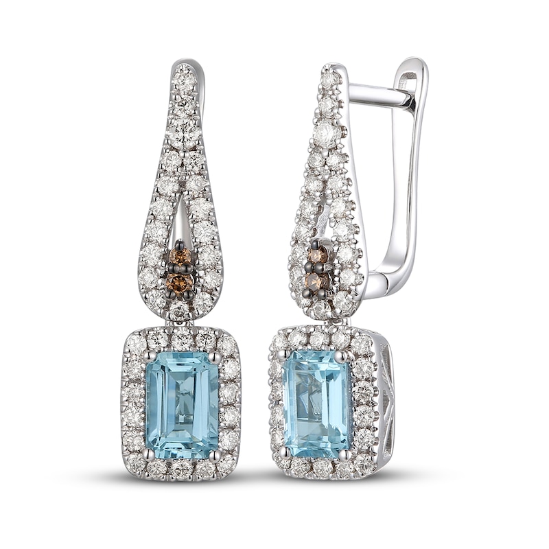 Le Vian Diamond & Aquamarine Dangle Earrings 1/2 ct tw Vanilla Gold Plated