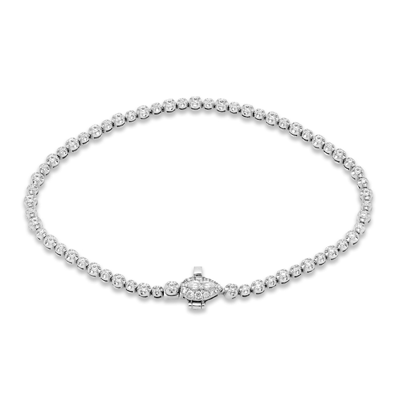 Forever Connected Diamond Bracelet 1 ct tw Pear & Round-cut White Gold Plated 7.25
