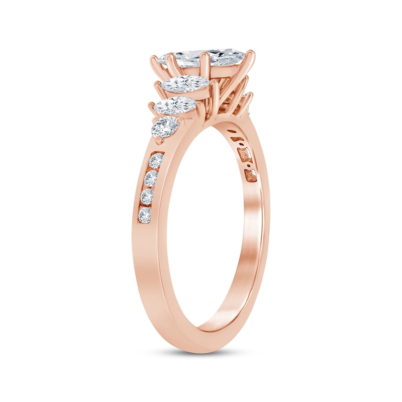 Diamond Engagement Ring 7/8 ct tw Marquise & Round-cut Rose Gold Plated