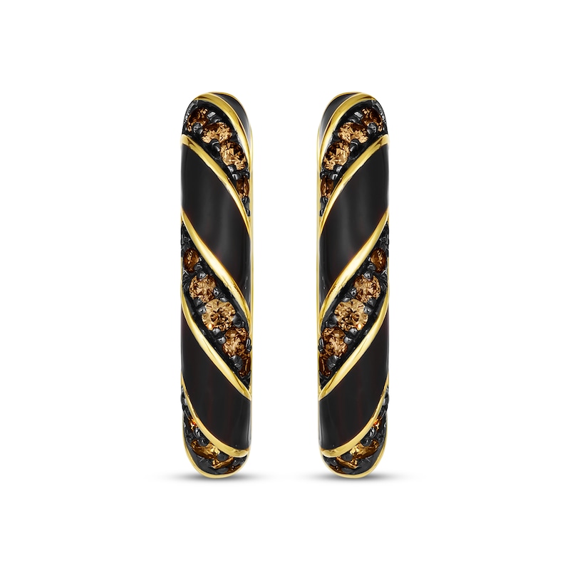 Le Vian® Diamond Enamel Hoop Earrings 3/8 ct tw Honey Gold Plated