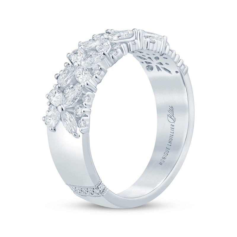 Monique Lhuillier Bliss Pear-Shaped, Marquise & Round-Cut Diamond Anniversary Ring 1 ct tw White Gold Plated